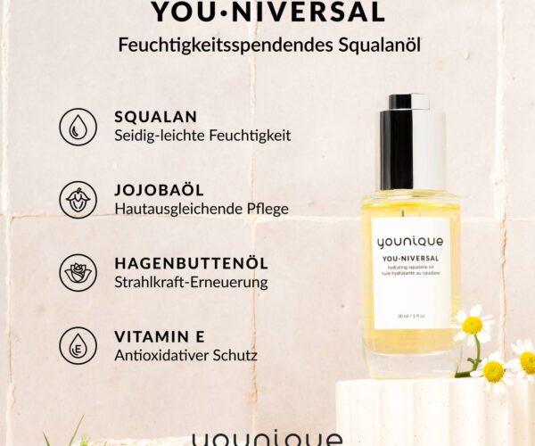 youniversal feuchtigkeitsspendendes Squalanöl Inhaltsstoffe